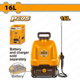 Ingco by Winland P20S/20V 16L Lithium-Ion Knapsack Garden Disinfectant Backpack Sprayer CSPLI2016
